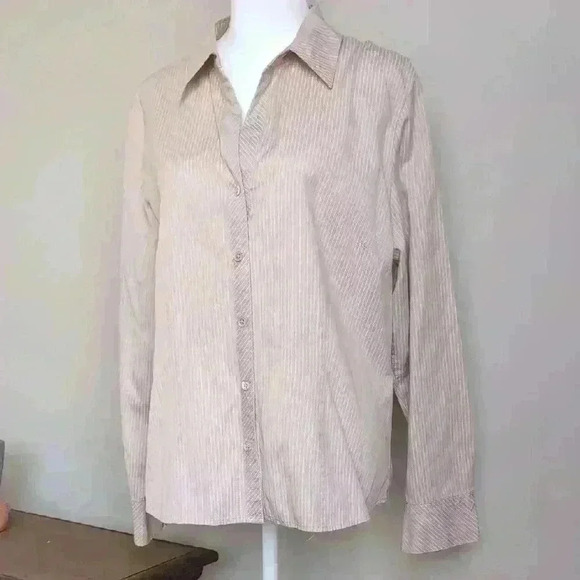 Talbot's Peach Striped Women's Shirt - Picture 1 of 7